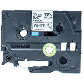 BROTHER TZe-R231 с тканевой лентой шириной 12 мм (черный шрифт на белом фоне, 4м)