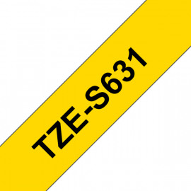 BROTHER TZe-S631 картридж с cверхклейкой ламинированной лентой шириной 12 мм (чёрный шрифт на жёлтом фоне)
