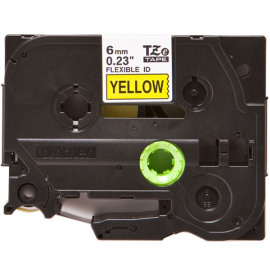 BROTHER TZe-FX611 картридж с эластичной ламинированной лентой для цилиндрических поверхностей шириной 6 мм (чёрный шрифт на жёлтом фоне)