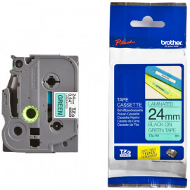 BROTHER TZe-751 картридж с ламинированной лентой шириной 24 мм (чёрный шрифт на зелёном фоне)