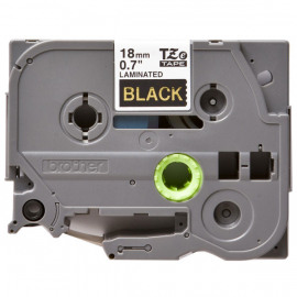 BROTHER TZe-344 картридж с ламинированной лентой шириной 18 мм (золотой шрифт на чёрном фоне)