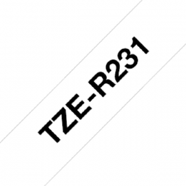 BROTHER TZe-R231 с тканевой лентой шириной 12 мм (черный шрифт на белом фоне, 4м)