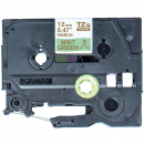 BROTHER TZe-RM34 с тканевой лентой шириной 12 мм (печать золотом на мятно-зеленом фоне, 4м)