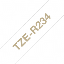 BROTHER TZe-R234 с тканевой лентой шириной 12 мм (золотистый шрифт на белом фоне, 4м)