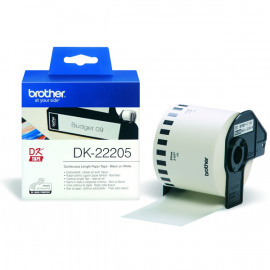 BROTHER DK22205 белая неразрезанная бумажная лента для наклеек (62 мм x 30,48 метров)